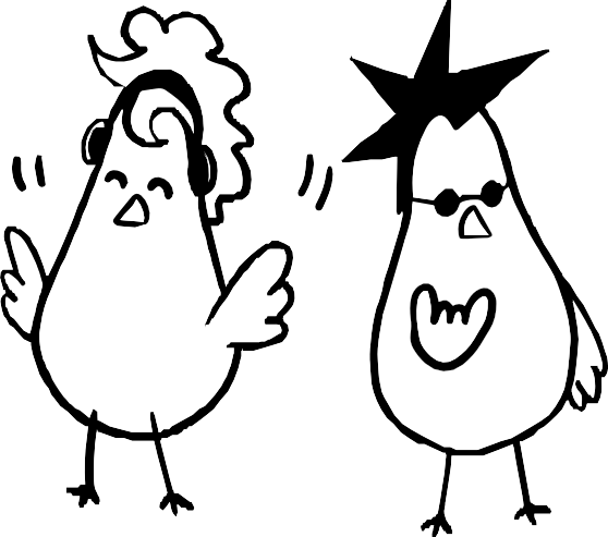 Two of the illustrated Cluckers